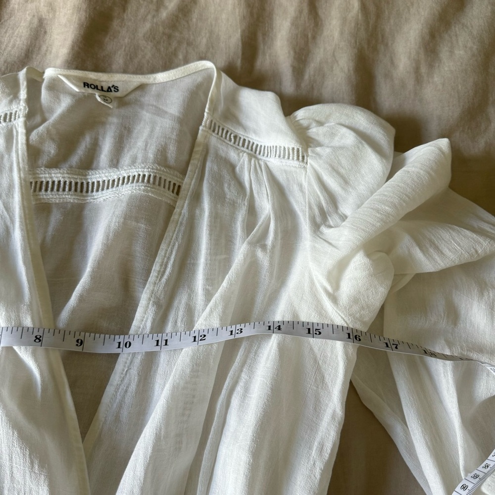 Rollas Sheer Wrap long sleeve blouse in white - Picture 8 of 9